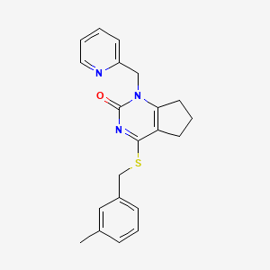 molecular formula C21H21N3OS B2625704 4-((3-methylbenzyl)thio)-1-(pyridin-2-ylmethyl)-6,7-dihydro-1H-cyclopenta[d]pyrimidin-2(5H)-one CAS No. 899957-81-4