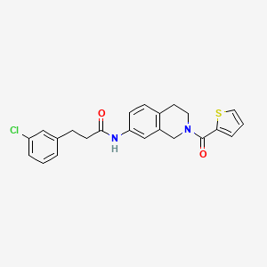 molecular formula C23H21ClN2O2S B2625708 3-(3-chlorophenyl)-N-(2-(thiophene-2-carbonyl)-1,2,3,4-tetrahydroisoquinolin-7-yl)propanamide CAS No. 2034408-81-4