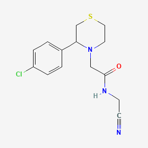 molecular formula C14H16ClN3OS B2625710 2-[3-(4-氯苯基)硫代吗啉-4-YL]-N-(氰基甲基)乙酰胺 CAS No. 1385376-67-9