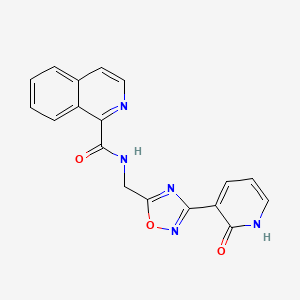 molecular formula C18H13N5O3 B2625712 N-((3-(2-氧代-1,2-二氢吡啶-3-基)-1,2,4-恶二唑-5-基)甲基)异喹啉-1-甲酰胺 CAS No. 2034521-45-2