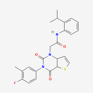 molecular formula C24H22FN3O3S B2625722 2-[3-(4-fluoro-3-methylphenyl)-2,4-dioxo-1H,2H,3H,4H-thieno[3,2-d]pyrimidin-1-yl]-N-[2-(propan-2-yl)phenyl]acetamide CAS No. 1260926-39-3