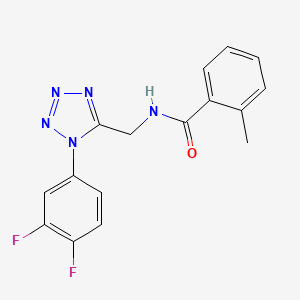 molecular formula C16H13F2N5O B2625724 N-((1-(3,4-difluorophenyl)-1H-tetrazol-5-yl)methyl)-2-methylbenzamide CAS No. 1005292-65-8