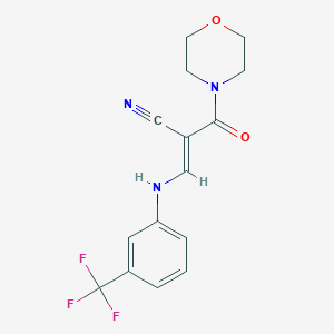 molecular formula C15H14F3N3O2 B2625726 (E)-2-(morpholine-4-carbonyl)-3-[3-(trifluoromethyl)anilino]prop-2-enenitrile CAS No. 325474-20-2