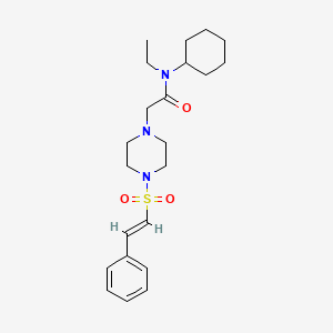 molecular formula C22H33N3O3S B2625727 N-cyclohexyl-N-ethyl-2-[4-[(E)-2-phenylethenyl]sulfonylpiperazin-1-yl]acetamide CAS No. 1241684-35-4