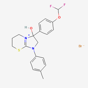 3-(4-(difluoromethoxy)phenyl)-3-hydroxy-1-(p-tolyl)-3,5,6,7-tetrahydro-2H-imidazo[2,1-b][1,3]thiazin-1-ium bromide