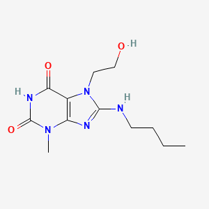 molecular formula C12H19N5O3 B2625735 8-(Butylamino)-7-(2-hydroxyethyl)-3-methylpurine-2,6-dione CAS No. 476481-44-4