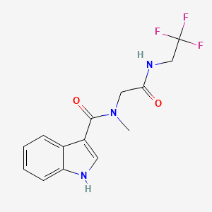 molecular formula C14H14F3N3O2 B2625736 N-甲基-N-(2-氧代-2-((2,2,2-三氟乙基)氨基)乙基)-1H-吲哚-3-甲酰胺 CAS No. 1251562-83-0