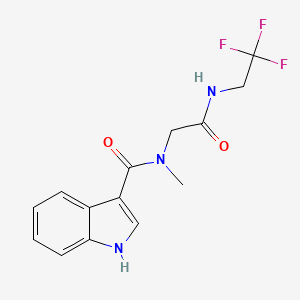 molecular formula C14H14F3N3O2 B2625736 2-[1-(1H-indol-3-yl)-N-methylformamido]-N-(2,2,2-trifluoroethyl)acetamide CAS No. 1251562-83-0