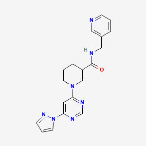 molecular formula C19H21N7O B2625737 1-(6-(1H-pyrazol-1-yl)pyrimidin-4-yl)-N-(pyridin-3-ylmethyl)piperidine-3-carboxamide CAS No. 1334372-38-1