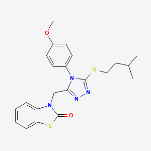 molecular formula C22H24N4O2S2 B2625739 3-((5-(异戊硫基)-4-(4-甲氧基苯基)-4H-1,2,4-三唑-3-基)甲基)苯并[d]噻唑-2(3H)-酮 CAS No. 847403-17-2