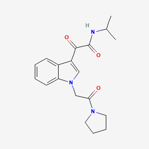 molecular formula C19H23N3O3 B2625745 2-氧代-2-[1-(2-氧代-2-吡咯烷-1-基乙基)吲哚-3-基]-N-丙烷-2-基乙酰胺 CAS No. 872848-89-0
