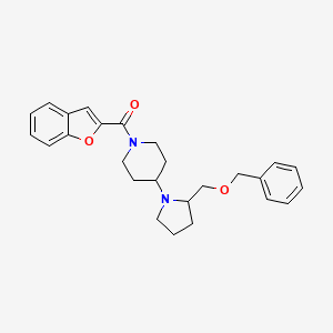 molecular formula C26H30N2O3 B2625758 苯并呋喃-2-基(4-(2-((苄氧基)甲基)吡咯烷-1-基)哌啶-1-基)甲苯酮 CAS No. 2034469-17-3