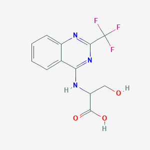 molecular formula C12H10F3N3O3 B2625759 3-Hydroxy-2-{[2-(trifluoromethyl)quinazolin-4-yl]amino}propanoic acid CAS No. 1094029-25-0