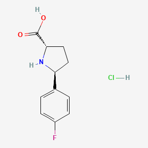 molecular formula C11H13ClFNO2 B2625764 Rac-(2R,5R)-5-(4-fluorophenyl)pyrrolidine-2-carboxylic acid hydrochloride CAS No. 1909287-72-4