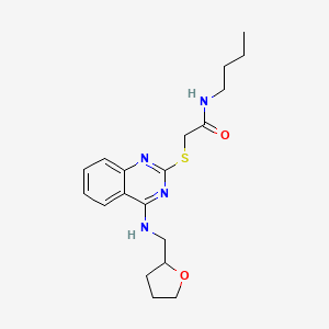 molecular formula C19H26N4O2S B2625766 N-丁基-2-[4-(氧杂环己烷-2-基甲氨基)喹唑啉-2-基]硫代乙酰胺 CAS No. 422533-27-5