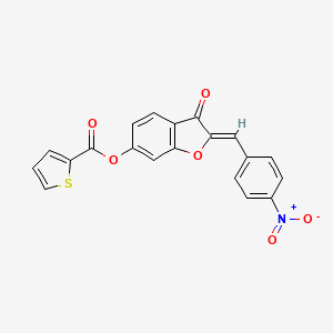 molecular formula C20H11NO6S B2625768 (Z)-2-(4-nitrobenzylidene)-3-oxo-2,3-dihydrobenzofuran-6-yl thiophene-2-carboxylate CAS No. 622362-44-1