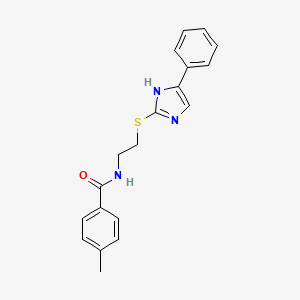 molecular formula C19H19N3OS B2625769 4-methyl-N-(2-((5-phenyl-1H-imidazol-2-yl)thio)ethyl)benzamide CAS No. 886897-51-4