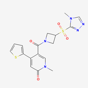 1-methyl-5-(3-((4-methyl-4H-1,2,4-triazol-3-yl)sulfonyl)azetidine-1-carbonyl)-4-(thiophen-2-yl)pyridin-2(1H)-one