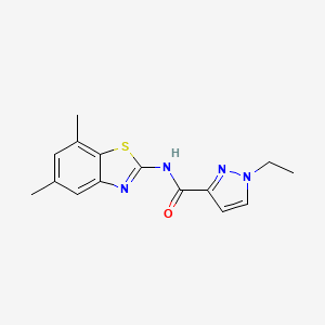 molecular formula C15H16N4OS B2625782 N-(5,7-二甲基苯并[d]噻唑-2-基)-1-乙基-1H-吡唑-3-甲酰胺 CAS No. 1170158-53-8