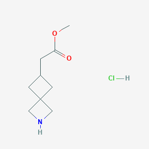 molecular formula C9H16ClNO2 B2625785 2-(2-氮杂螺[3.3]庚-6-基)乙酸甲酯；盐酸盐 CAS No. 2055497-45-3