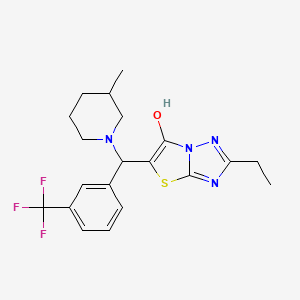 molecular formula C20H23F3N4OS B2625789 2-乙基-5-((3-甲基哌啶-1-基)(3-(三氟甲基)苯基)甲基)噻唑并[3,2-b][1,2,4]三唑-6-醇 CAS No. 886905-57-3