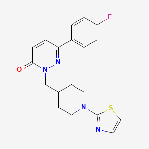 molecular formula C19H19FN4OS B2625792 6-(4-Fluorophenyl)-2-[[1-(1,3-thiazol-2-yl)piperidin-4-yl]methyl]pyridazin-3-one CAS No. 2380101-02-8