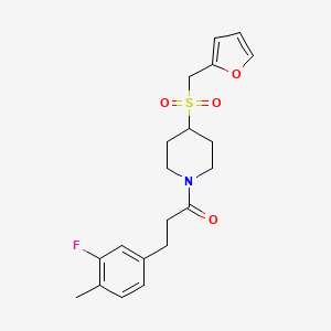 molecular formula C20H24FNO4S B2625795 3-(3-Fluoro-4-methylphenyl)-1-(4-((furan-2-ylmethyl)sulfonyl)piperidin-1-yl)propan-1-one CAS No. 1448027-27-7