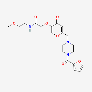 molecular formula C20H25N3O7 B2625797 2-[6-[[4-(呋喃-2-羰基)哌嗪-1-基]甲基]-4-氧代吡喃-3-基]氧基-N-(2-甲氧基乙基)乙酰胺 CAS No. 898464-93-2