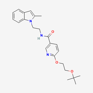 molecular formula C23H29N3O3 B2625798 6-(2-(叔丁氧基)乙氧基)-N-(2-(2-甲基-1H-吲哚-1-基)乙基)烟酰胺 CAS No. 2034444-72-7