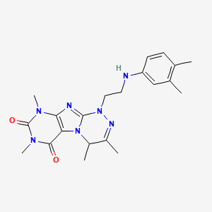 molecular formula C21H27N7O2 B2625811 1-[2-(3,4-Dimethylanilino)ethyl]-3,4,7,9-tetramethyl-4H-purino[8,7-c][1,2,4]triazine-6,8-dione CAS No. 923217-87-2