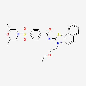 molecular formula C28H31N3O5S2 B2625813 (Z)-4-((2,6-二甲基吗啉)磺酰基)-N-(3-(2-乙氧基乙基)萘并[2,1-d]噻唑-2(3H)-亚甲基)苯甲酰胺 CAS No. 1321966-52-2
