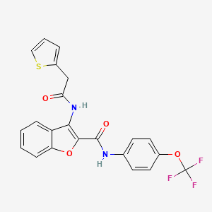 molecular formula C22H15F3N2O4S B2625819 3-(2-(thiophen-2-yl)acetamido)-N-(4-(trifluoromethoxy)phenyl)benzofuran-2-carboxamide CAS No. 888461-18-5