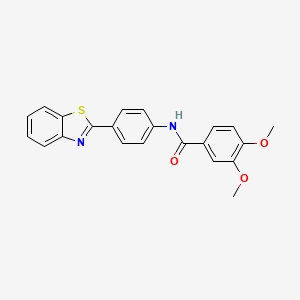 molecular formula C22H18N2O3S B2625820 N-[4-(1,3-benzothiazol-2-yl)phenyl]-3,4-dimethoxybenzamide CAS No. 299955-89-8