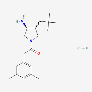 molecular formula C19H31ClN2O B2625821 1-[(3S,4R)-3-氨基-4-(2,2-二甲基丙基)吡咯烷-1-基]-2-(3,5-二甲苯基)乙酮；盐酸盐 CAS No. 2418596-02-6