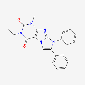 molecular formula C22H19N5O2 B2625823 3-ethyl-1-methyl-7,8-diphenyl-1H-imidazo[2,1-f]purine-2,4(3H,8H)-dione CAS No. 887880-27-5