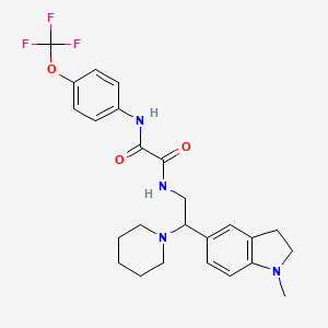 molecular formula C25H29F3N4O3 B2625825 N1-(2-(1-甲基吲哚啉-5-基)-2-(哌啶-1-基)乙基)-N2-(4-(三氟甲氧基)苯基)草酰胺 CAS No. 922083-50-9