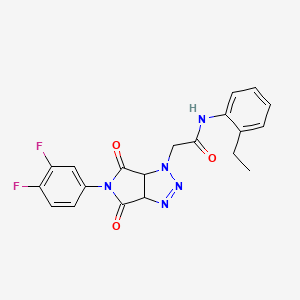 molecular formula C20H17F2N5O3 B2625828 2-[5-(3,4-difluorophenyl)-4,6-dioxo-4,5,6,6a-tetrahydropyrrolo[3,4-d][1,2,3]triazol-1(3aH)-yl]-N-(2-ethylphenyl)acetamide CAS No. 1008274-86-9