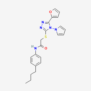 molecular formula C22H23N5O2S B2625831 N-(4-butylphenyl)-2-{[5-(furan-2-yl)-4-(1H-pyrrol-1-yl)-4H-1,2,4-triazol-3-yl]sulfanyl}acetamide CAS No. 886938-71-2