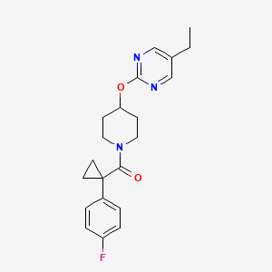 molecular formula C21H24FN3O2 B2625832 [4-(5-Ethylpyrimidin-2-yl)oxypiperidin-1-yl]-[1-(4-fluorophenyl)cyclopropyl]methanone CAS No. 2380172-54-1
