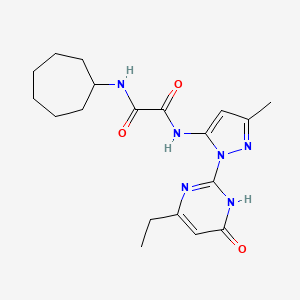 molecular formula C19H26N6O3 B2625836 N1-环庚基-N2-(1-(4-乙基-6-氧代-1,6-二氢嘧啶-2-基)-3-甲基-1H-吡唑-5-基)草酰胺 CAS No. 1013888-44-2