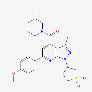 molecular formula C25H30N4O4S B2625837 (1-(1,1-dioxidotetrahydrothiophen-3-yl)-6-(4-methoxyphenyl)-3-methyl-1H-pyrazolo[3,4-b]pyridin-4-yl)(3-methylpiperidin-1-yl)methanone CAS No. 1021224-72-5