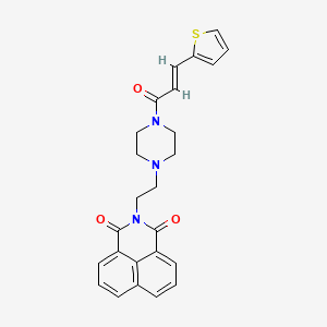 molecular formula C25H23N3O3S B2625851 (E)-2-(2-(4-(3-(thiophen-2-yl)acryloyl)piperazin-1-yl)ethyl)-1H-benzo[de]isoquinoline-1,3(2H)-dione CAS No. 371232-10-9