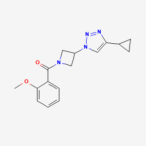 molecular formula C16H18N4O2 B2625857 (3-(4-cyclopropyl-1H-1,2,3-triazol-1-yl)azetidin-1-yl)(2-methoxyphenyl)methanone CAS No. 2097858-70-1