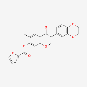 molecular formula C24H18O7 B2625860 3-(2,3-dihydro-1,4-benzodioxin-6-yl)-6-ethyl-4-oxo-4H-chromen-7-yl 2-furoate CAS No. 610752-55-1