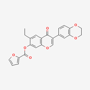 3-(2,3-dihydro-1,4-benzodioxin-6-yl)-6-ethyl-4-oxo-4H-chromen-7-yl 2-furoate