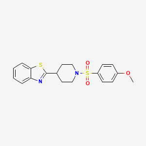 molecular formula C19H20N2O3S2 B2625866 2-{1-[(4-甲氧基苯基)磺酰基]-4-哌啶基}-1,3-苯并噻唑 CAS No. 605628-21-5