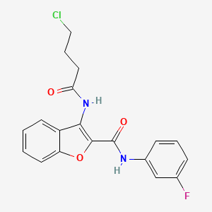 molecular formula C19H16ClFN2O3 B2625868 3-(4-chlorobutanamido)-N-(3-fluorophenyl)-1-benzofuran-2-carboxamide CAS No. 887879-38-1