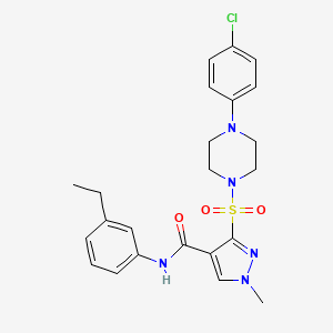 molecular formula C23H26ClN5O3S B2625870 6-[(4-{[(3-甲氧基苯基)磺酰基]氨基}苯基)硫代]-N-(2-甲氧基乙基)烟酰胺 CAS No. 1251615-05-0