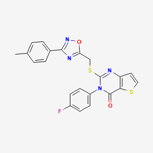 molecular formula C22H15FN4O2S2 B2625881 3-(4-fluorophenyl)-2-({[3-(4-methylphenyl)-1,2,4-oxadiazol-5-yl]methyl}thio)thieno[3,2-d]pyrimidin-4(3H)-one CAS No. 1223999-09-4