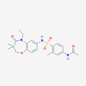 molecular formula C22H27N3O5S B2625882 N-(4-(N-(5-ethyl-3,3-dimethyl-4-oxo-2,3,4,5-tetrahydrobenzo[b][1,4]oxazepin-7-yl)sulfamoyl)-3-methylphenyl)acetamide CAS No. 922103-78-4